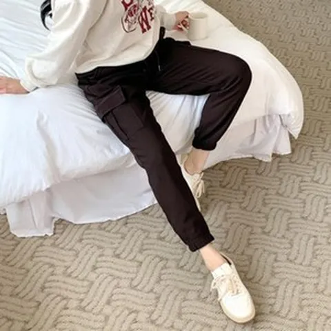 세미 긴바지 배기팬츠 루즈핏 캐쥬얼 일자 스판