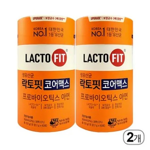 대한민국 1등 유산균 생유산균 락토핏 코어맥스 프로바이오틱스 LACTO-5X 포뮬러 아연 30억 CFU UPGRADE 보장균수 3배 증량, 2박스, 60회분