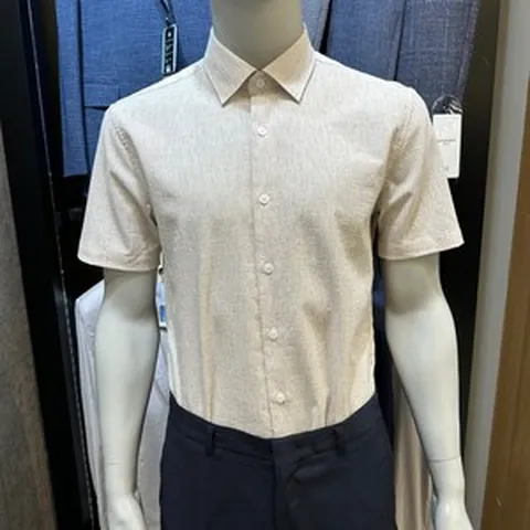 [오스틴리드] (주)파크랜드 뉴코아 인천논현점 *24SS신상품* 써커 베이지 슬럽조직 슬림핏 반팔와이셔츠 ADS24624