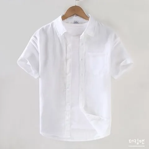 더킹맨 남자 린넨 캐주얼 면 마 셔츠반팔