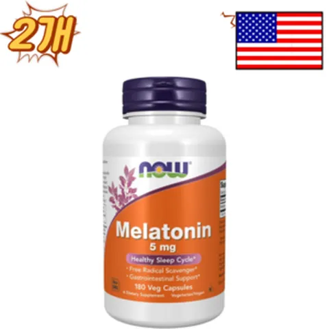[주말판매] 나우푸드 멜라토닌 수면도움 효능 보충제 5mg [미국산], 2개, 180캡슐