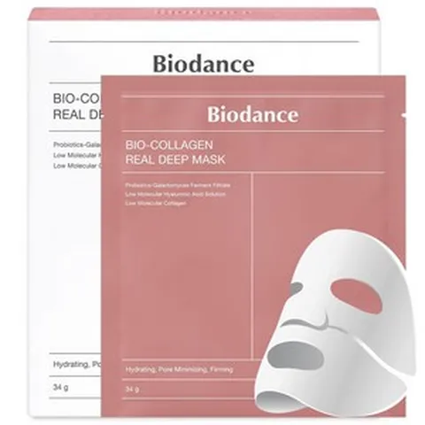 [해외] BIODANCE 바이오 콜라겐 리얼 딥 마스크 하이드레이팅 오버나이트 하이드로겔 마스크 모공 최소화 탄력 개선 34g x4ea (230354), 콜라겐 마스크, 4 Count (Pack of 1)
