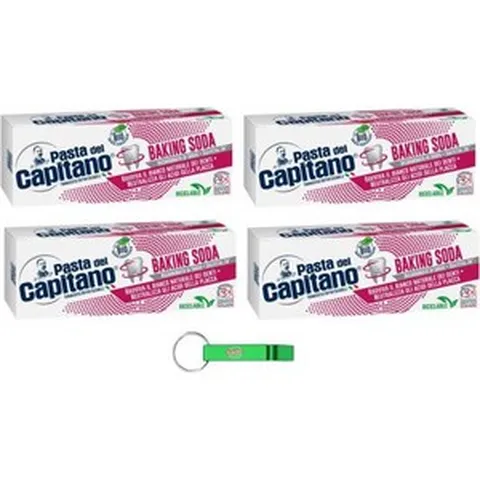 파스타 델 카피타노 덴티프리치오 베이킹 소다 치약 4개 치아의 자연스러운 흰색을 되살려주세요 100 ml Beni Culinari 무료 열쇠고리