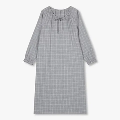 [JAJU/자주] 여 플란넬 셔링 파자마 원피스_그레이