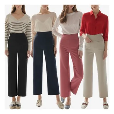 [도티] [1+1+1+1] 여성 쫀쫀 세미와이드 팬츠 4종(PIWW)