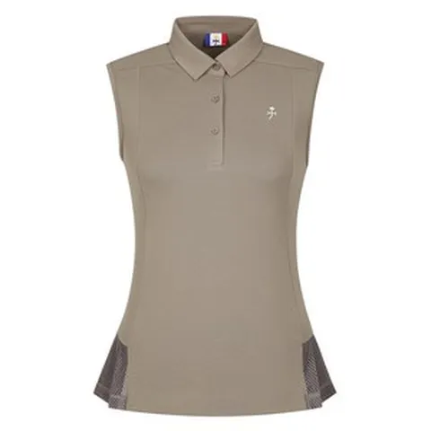 까스텔바작 골프 여성 * 여름 베이지 컬러~밑단 주름 민소매 나시 티셔츠 * 여성스러운라인~체형커버에 용이한~ BGBMTN703 DB