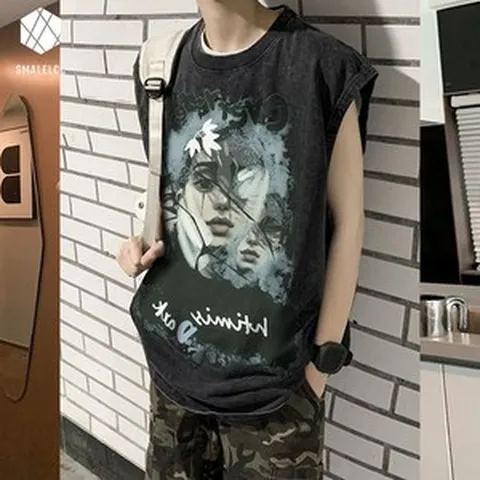 SMALELCC 면티 트렌지 반팔티 남자여름옷 민소매 YB35510451