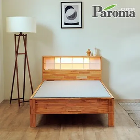 파로마 다솜 한지 LED 참죽 원목 흙침대 슈퍼싱글SS, 수정황토볼 스카이블루 SS
