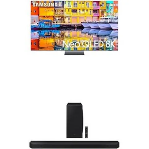 SAMSUNG삼성 85인치 클래스 QLED 8K QN900D 시리즈 네오 퀀텀 HDR 스마트 TV with 돌비 애트모스 오브제 트래킹 사운드 프로 인피니티 엣지 AI 모션 인, 85-Inch, TV w/Q800D Soundbar