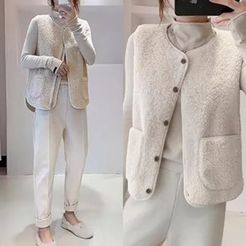 헤이네 더엣지 뽀글이 조끼 겨울 양털 조끼 후리스 지퍼형 단추형 베스트 조끼