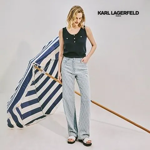 칼라거펠트 25SS 린넨블렌딩 다이아 펀칭 데님팬츠