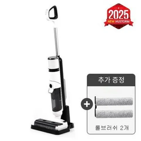 휴스톰 아쿠아 듀얼클린 무선 진공+물걸레 겸용 청소기 자동세척 자동물분사 음성안내 HD 9000W 화이트