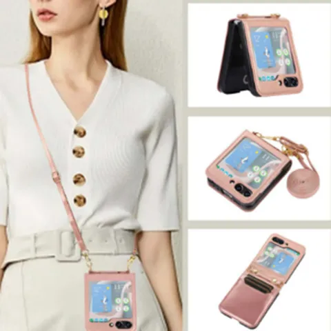 갤럭시 Z FILP 지플립 3 4 5 케이스 카드수납 가죽 크로스 스트랩 핸즈프리