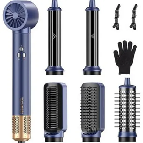 6 in 1 헤어 스타일러 드라이어 브러시 고속 건조 110000RPM 자동 랩 컬러 블로우 스트레이트 앤 볼륨라이징 네거티브 이온 에어 모든 타입을 위한 간편한 스타, 1개