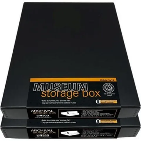Lineco 9 x 12인치 블랙 뮤지엄 드롭 프런트 아카이브 보관 상자. 금속 가장자리가 있는 산 무함유 리그닌 무함유. 문서 및 인쇄물 보존 Longevity Crafts, 14x18x3_Gray