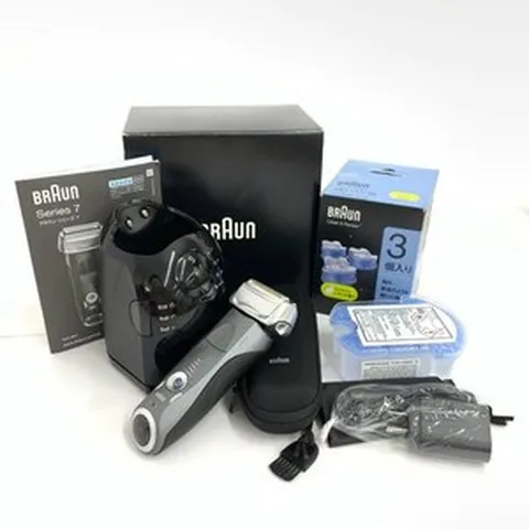[일본정품수입]BRAUN 브라운 시리즈 7 면도기 클린 &amp; 리뉴 교환 카트리지 첨부 미품 블랙 미용 기기 가, 1개, 한개옵션0