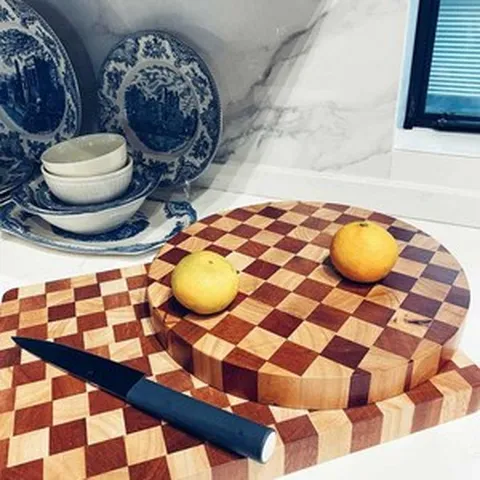 도마 김치국물 박솔미 나무 무늬 체스 이상민 바둑판 류수영 체크, 할인세트 두 개입 원형+직사각