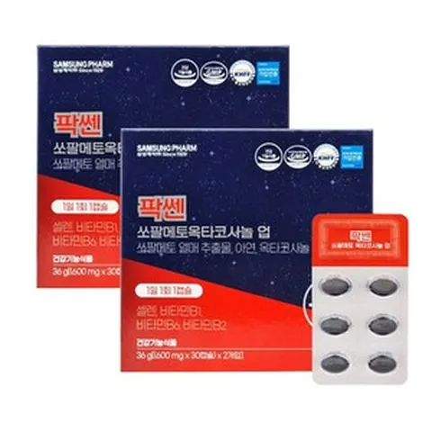 삼성제약 팍쎈 쏘팔메토 옥타코사놀 업 4개월분 로르산 최대함량 함유, 2, 2박스, 60정