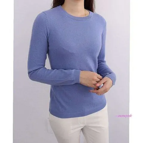 여성용 라운드넥 기본 고비캐시미어 베이직 고요 니트 현대 여자opq479