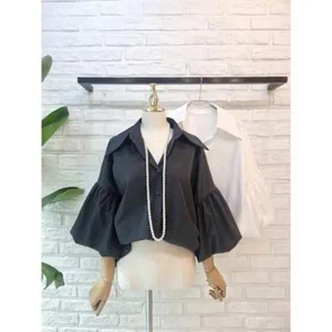 [반다리] 퍼프 벌룬 소매 블라우스