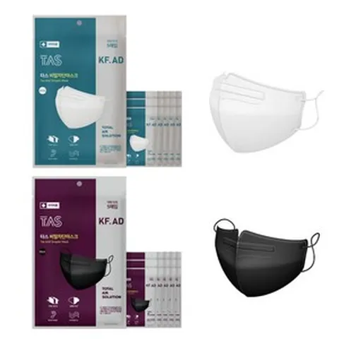 타스 비말 차단 마스크 새부리형 KF-AD 국산 KFAD 2d tas 대형, 화이트, 50매, 5매입
