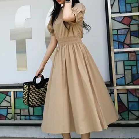 메리앤유 스모크셔링 절개소매 러블리한 스판원피스