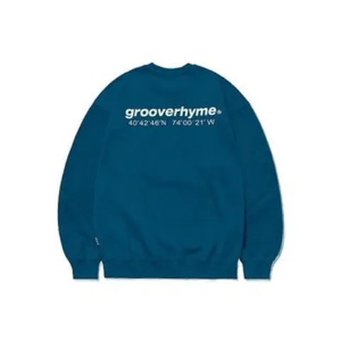 정품인증- 그루브라임 유니) C100 3단쭈리 - LOCATION 맨투맨 (세미오버핏)(24년)(블루그린) [LRARCTM702P]157967