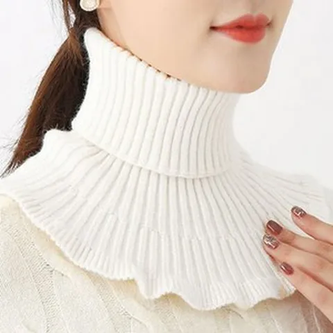 아르바니 알마 프릴 포인트 니트 레이어드 목폴라 넥워머 용품 폴라 극세사 터틀넥 숄더워머 캐시미어