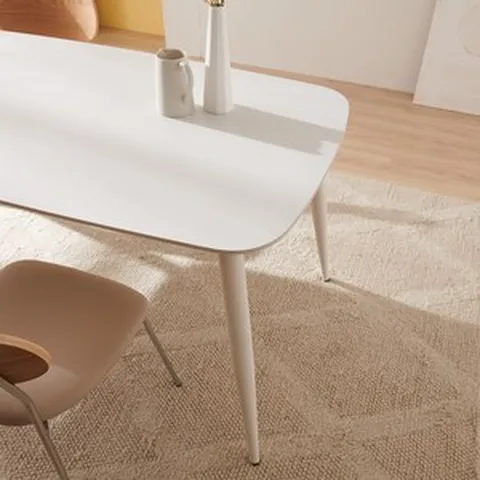 케이하우스홀드 미엘 6인 통세라믹 12T 식탁 테이블 1800 [디자인 - 사각형], 6인용, 사각형/상단(화이트)/프레임(그레이)