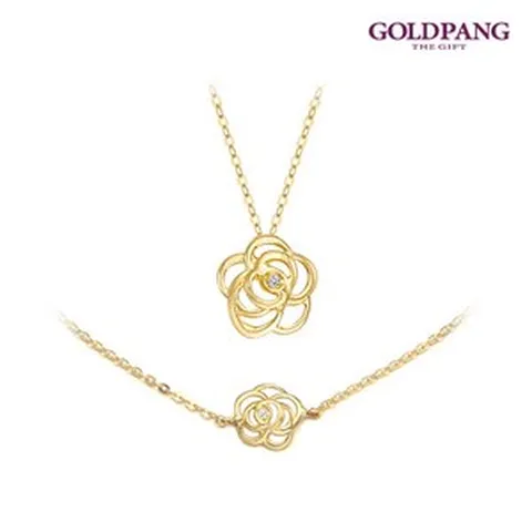 골드팡 14k 18k 로즈앙 다이아몬드 목걸이 팔찌 세트