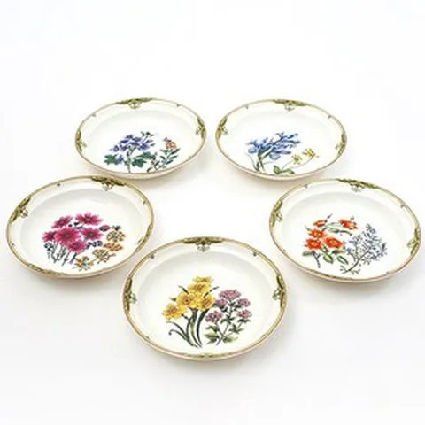 버킹엄가든 원형접시 5P 본차이나 반찬그릇 쿠프 접시세트 앞접시 찬접시, 버킹엄가든 원형접시 8", 5개