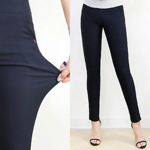 킴미스타일 여성용 앞 뒤포켓 면스판 밴딩 바지