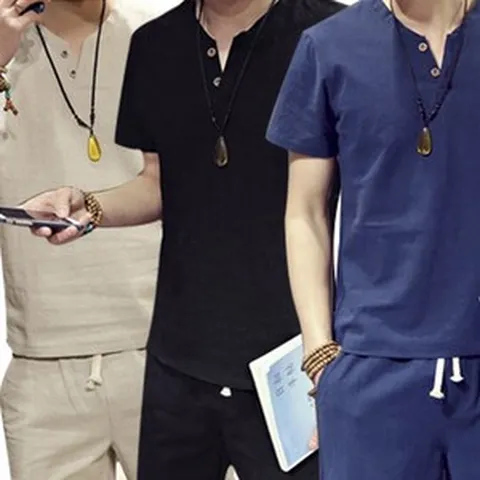 남성 린넨 반바지 상하세트 반팔 여름 티셔츠 반팔티