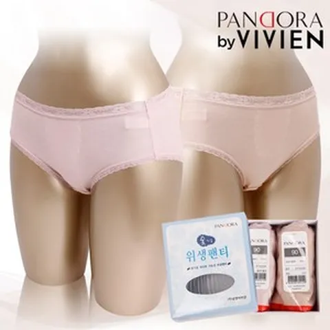 판도라바이비비안 숯가공 위생팬티 2매입 PT1233P (펄바이올렛+스킨 85~100)