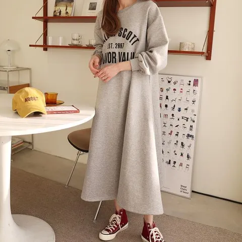 [하늘바라기]박시기모 A라인 롱 원피스