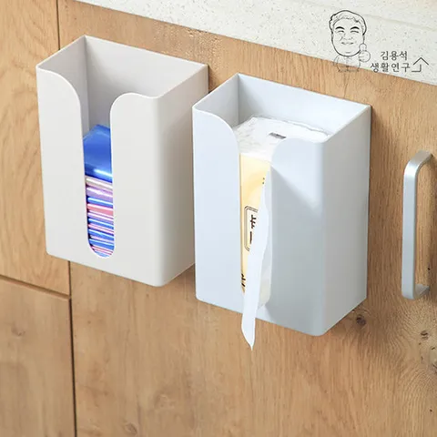 벽부착 무타공 티슈랙 키친타올 행주 롤비닐 다용도통