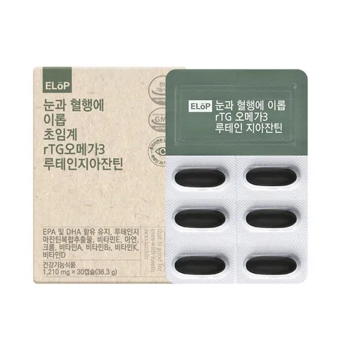 눈과 혈행에 이롭 저온 초임계 rTG오메가3 루테인지아잔틴 1박스