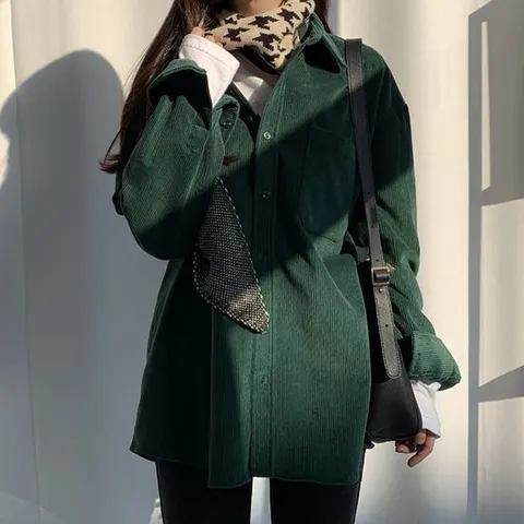 [니까]남녀공용 퀸제이 오버핏 골덴 남방 빅사이즈 코듀로이 셔츠 자켓