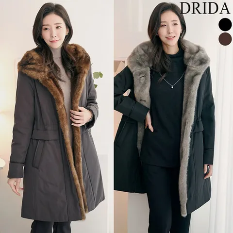 [드리다]엄마옷 드리다 겨울 페이크퍼 고급 패딩 코트 빅사이즈