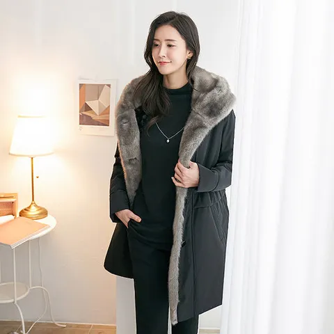 엄마옷 페이크퍼 패딩 코트 빅사이즈 점퍼 중년여성 60대 옷선물