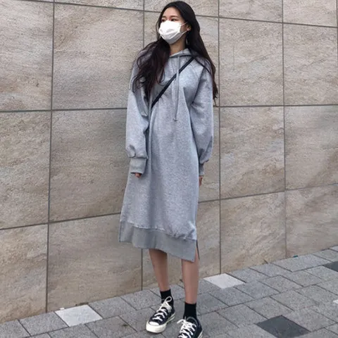 [기모안감 /6color] 데일리 후드 롱 원피스_체리체리
