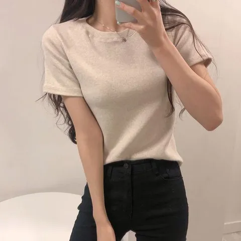 [봄에입기좋아요 ] 피치 유넥 반팔 티셔츠_체리체리