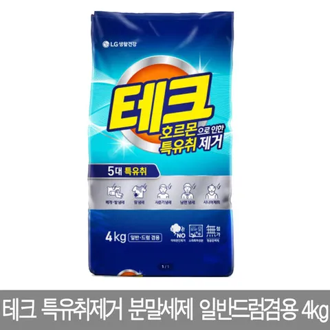 [ 롯데백화점 ][엘지생활건강]테크 호르몬으로 인한 특유취제거 분말세제 4kg