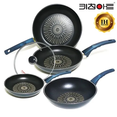 키친아트 까사 티타늄 인덕션 후라이팬4종24+28+30+28궁(커버)