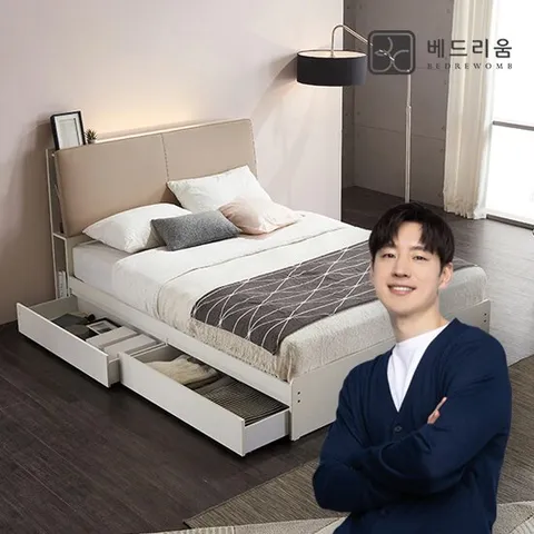 [베드리움] 듀엣 센서LED 수납침대(SS)+노블아워 유로탑
