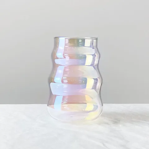 오로라 홈카페 유리컵 500ml 커피잔 맥주잔 홀로그램컵