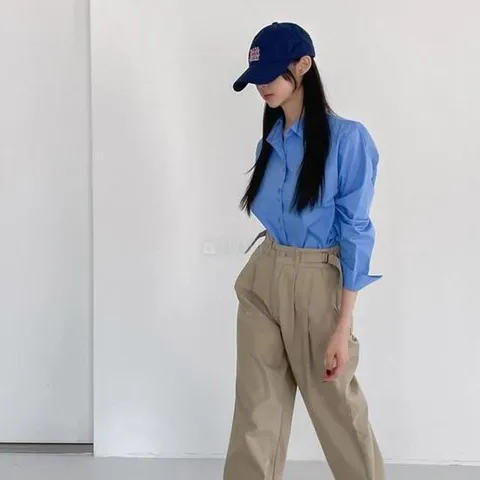 여자 무지 면남방 검정색 흰색 기본 데일리 셔츠