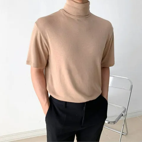 뉴메이드 / 겨울 봄 가을 기모 목폴라 반팔티셔츠 / 블랙 화이트