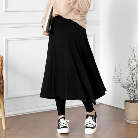 [퍼스트클로]빅사이즈 스판 A라인 롱플레어 치렝스 밴딩치마레깅스 GRM9008