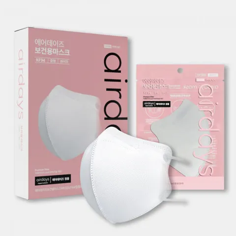 [에어데이즈] KF94 새부리형 마스크 중형 50매 (화이트/블랙)